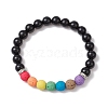 3Pcs Chakra Round Natural Gemstone Beads Stretch Bracelet Sets for Women BJEW-JB10967-3