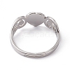 Non-Tarnish 201 Stainless Steel Heart Adjustable Ring for Women RJEW-K242-01P-2