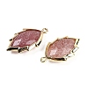 Natural Strawberry Quartz Faceted Leaf Pendants G-I375-04G-13-2