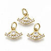 Brass Micro Pave Clear Cubic Zirconia Charms ZIRC-S067-158-NF-1