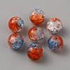 Two Tone Transparent Crackle Glass Beads GLAA-WH0038-15C-1