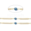Brass Cubic Zirconia Link Chains with Natural Lapis Lazuli Beads CHS-P016-37G-02-2