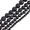 Olycraft 4 Strands 4 Styles Natural Lava Rock Round Beads Strands G-OC0003-35-1