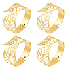 4Pcs Leaf Iron Cuff Bangles BJEW-SP0001-15G-1