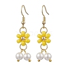 Natural Shell Pearl Beads & Glass Seed Dangle Earrings EJEW-MZ00310-04-2