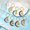 7Pcs 7 Styles Chakra Theme Moon & Star Alloy Gemstone Keychain KEYC-JKC00966-2