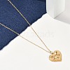 Ion Plating(IP) 304 Stainless Steel Textured Heart Pendant Cable Chain Necklaces for Women NJEW-P320-09G-3