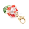 Flower Glass Seed Beaded Pendant Decorations HJEW-MZ00163-04-4