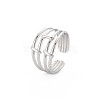 304 Stainless Steel 4 Line Open Cuff Ring for Women RJEW-S405-158P-3