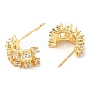 Rack Plating Brass Arch Stud Earrings with Cubic Zirconia EJEW-A103-12G-2