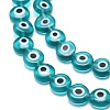 Handmade Evil Eye Lampwork Flat Round Bead Strands LAMP-L058-12mm-11-3