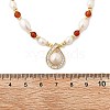 Brass Glass & Pearl Teardrop Pendant Necklaces NJEW-P325-01G-5