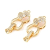 Brass Micro Pave Clear Cubic Zirconia Fold Oval Clasp KK-CBABC34-04G-1