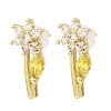 Flower Real 18K Gold Plated Brass Stud Earrings EJEW-L270-08G-2