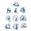 20Pcs 10 Styles Cat Shape Paper Waterproof Stickers STIC-P015-D05-1