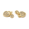 Brass Micro Pave Clear Cubic Zirconia Charms KK-E068-VB176-2