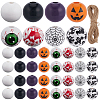 210Pcs 8 Styles Halloween Theme Printed Natural Wooden Beads WOOD-SP0001-07-1