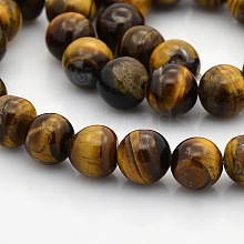 Natural Tiger Eye Round Beads Strands G-N0120-14-10mm