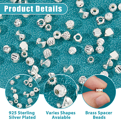 60Pcs 6 Styles Brass Spacer Beads KK-HS0015-38-1