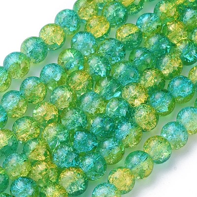 Crackle Glass Beads Strands X-CCG-Q002-8mm-07-1