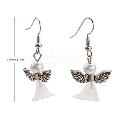 Lovely Wedding Dress Angel Dangle Earrings EJEW-JE00521-09-1