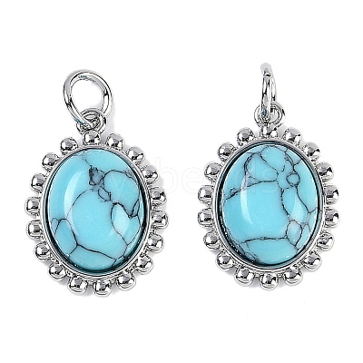 Synthetic Turquoise Oval Pendants KK-U043-46P-B-1