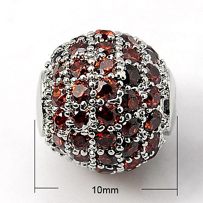 Brass Cubic Zirconia Beads ZIRC-D009-04P-1