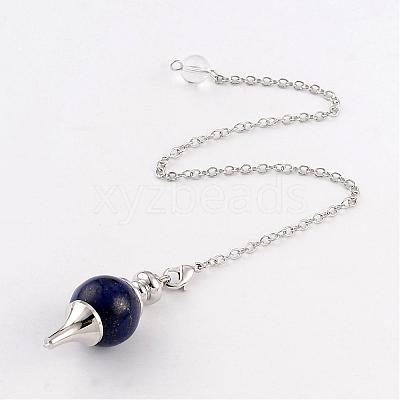 Natural Lapis Lazuli Sphere Dowsing Pendulums BJEW-E292-A03-1