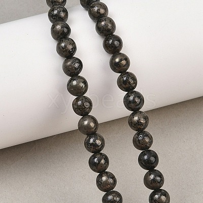 Natural Pyrite Beads Strands G-P303-01-6mm-8-1