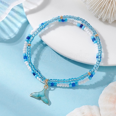 Ocean Alloy Charm Bracelets BJEW-MZ00338-03-1