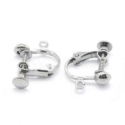 Brass Screw On Clip-on Earring Findings X-KK-L164-01P-1