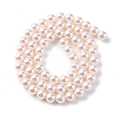 UV Plating Pearlized Glass Pearl Beads Strands GLAA-F128-01A-T02-1