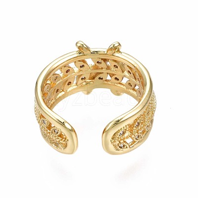 Golden Brass Initial X Cuff Ring RJEW-S045-128-NF-1