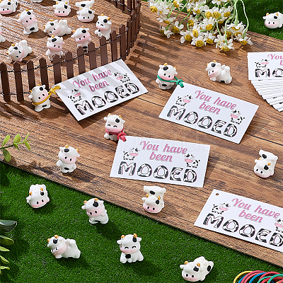 Resin Cow Miniature Flowerpot Ornaments DIY-PH0035-41-1