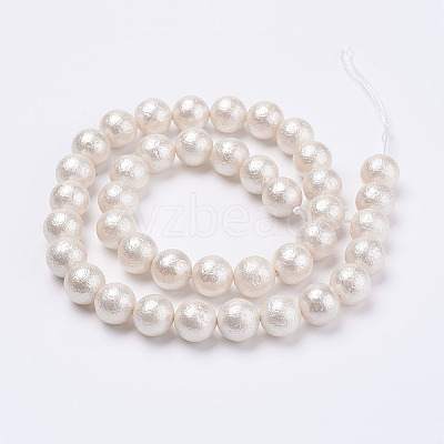 Wrinkle Textured Shell Pearl Beads Strands X-BSHE-E016-8mm-07-1