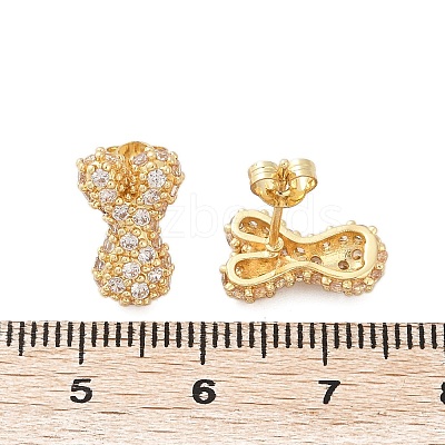 Brass Micro Pave Cubic Zirconia Stud Earrings EJEW-Z091-04G-Y-1