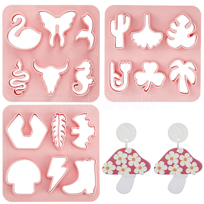3Pcs 3 Styles Flower Grass Animal ABS Plastic Clay Cutters DIY-GF0009-42B-1