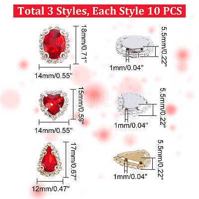30Pcs 3 Style Sew on Rhinestone GLAA-GA0001-63A-1