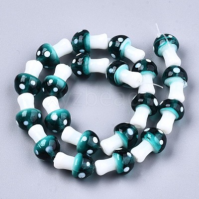 Mushroom Handmade Lampwork Beads Strands LAMP-R116-14-1