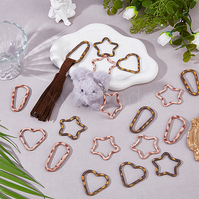 12Pcs 6 Styles Alloy Spring Gate Rings FIND-HS0002-71-1