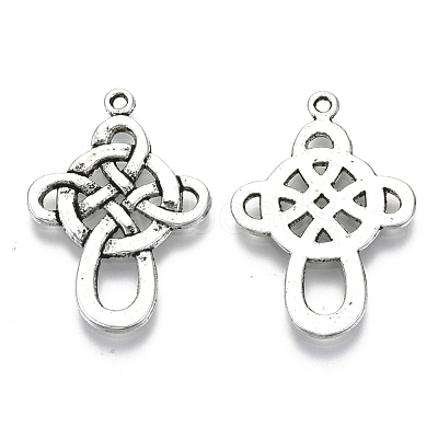Chinese Knot Tibetan Style Pendants TIBEP-A5642-AS-RS-1