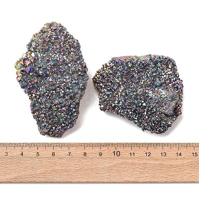 Electroplated Natural Druzy Quartz Crystal Cluster Ornaments RABO-PW0001-179B-1
