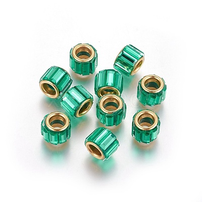 Brass Cubic Zirconia European Beads KK-E772-01A-1
