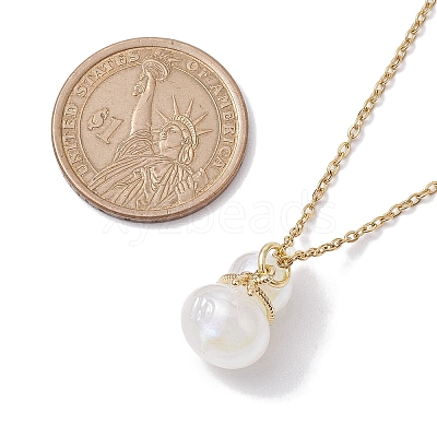304 Stainless Steel and Acrylic Imitation Shell Pendant Necklaces NJEW-JN04706-1