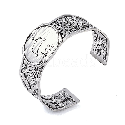 Constellation Alloy Open Cuff Bangles for Women Men LS-BJEW-C064-01AS-08-1
