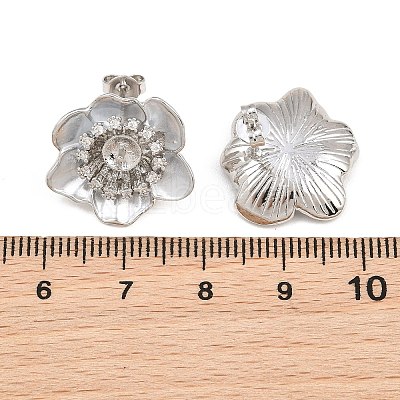 Brass Micro Pave Cubic Zirconia Stud Earring Findings CU-CBAA5EE-04P-01-1