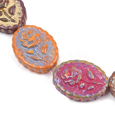 Painted Glass Beads Strands GLAA-F133-07E-1