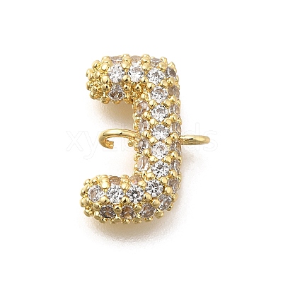 Brass Micro Pave Cubic Zirconia Letter Links KK-I717-04J-1