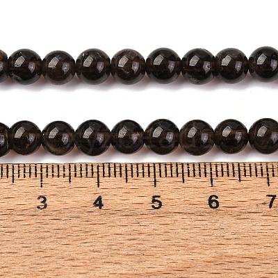 Natural Smoky Quartz Round Beads Strands X-G-E329-6mm-38-1