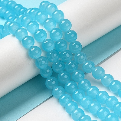 Baking Paint Imitation Jade Glass Round Bead Strands X-DGLA-Q021-8mm-06-1